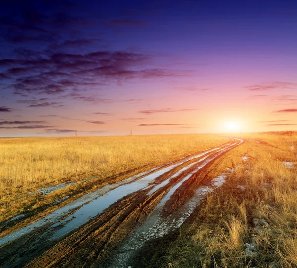 Dirt road in steppe — Stock Photo, Image