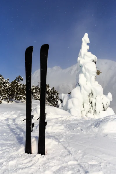 Sci di montagna sulla neve — Foto Stock