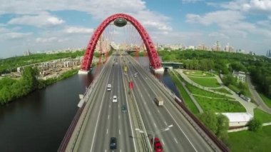 Zhivopisny asma köprü hava manzara Moskova, Rusya