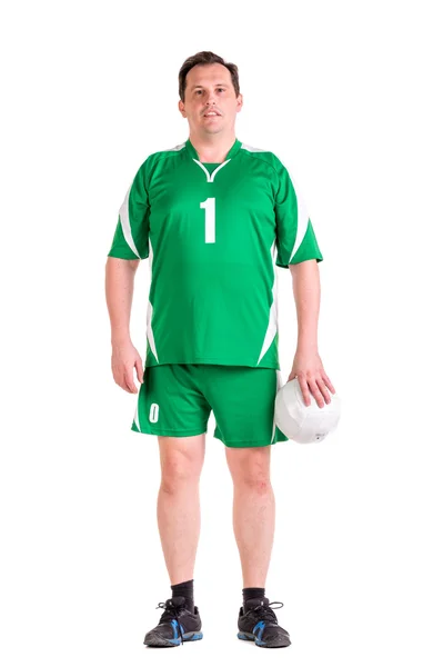 Volwassen man gekleed in groene sportkleding poseren — Stockfoto