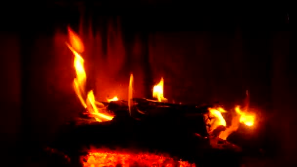 Feuer brennt im Kamin — Stockvideo