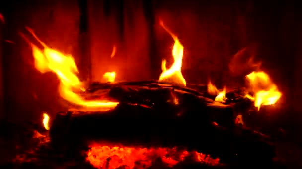 Feuer brennt im Kamin — Stockvideo