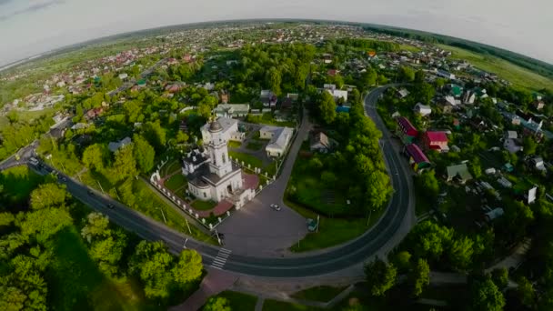 Paisaje aéreo de la escena rural en el centro de Rusia en verano — Vídeo de stock