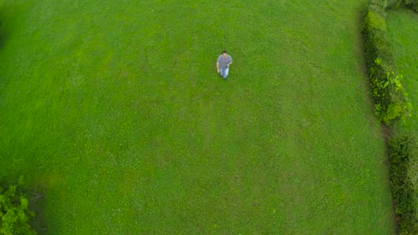 Man walking in the park with smartphone — Stock Video