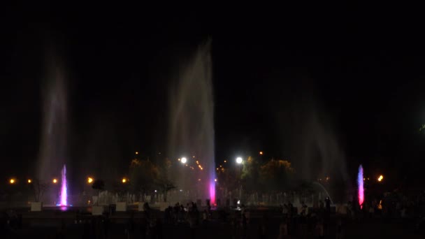 Pokaż fontanna muzyki w nocy — Wideo stockowe