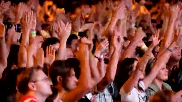 球迷在露天活节欢呼的人群 — 图库视频影像