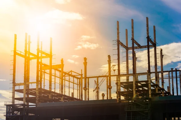 Construction site at sunrise — Stock Photo, Image