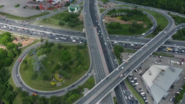 Multilevel junction in city outskirts — Stock Video