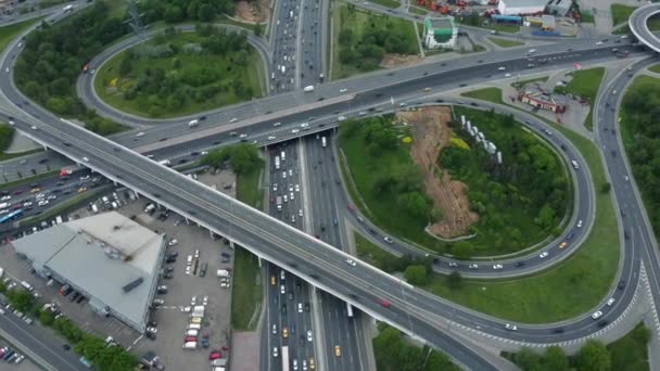 Multilevel junction in city outskirts — Stock Video
