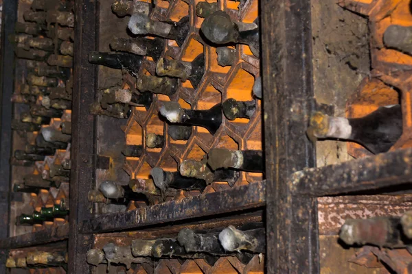 Botellas en la bodega de la bodega — Foto de Stock