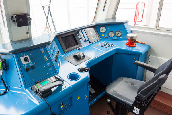 Интерьер кабины машиниста поезда Стоковая Картинка