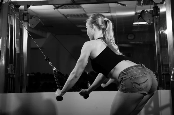 Young muscular woman doing workout — Stock Photo, Image