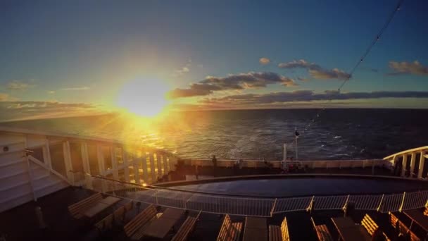 People travel on large ferry in Baltic sea — Stock Video