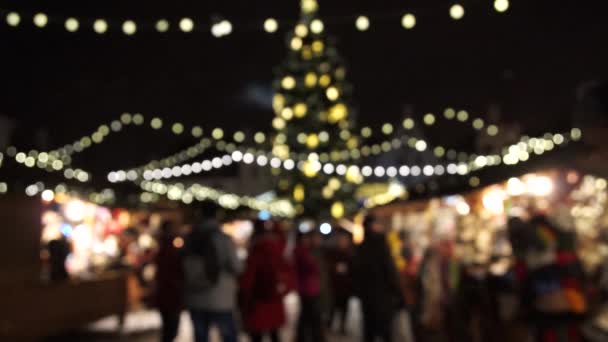 Les gens visitent Foire de Noël — Video