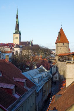 Ortaçağ Duvar ve eski Tallinn şehir Kulesi