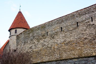 Ortaçağ Duvar ve eski Tallinn şehir Kulesi