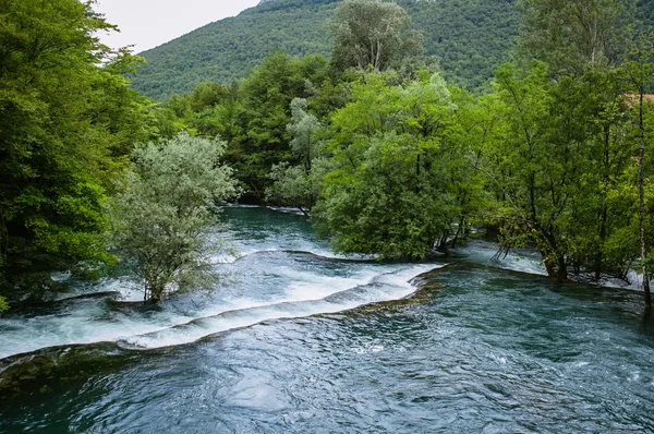 Stroomversnellingen van berg rivier Rechtenvrije Stockafbeeldingen