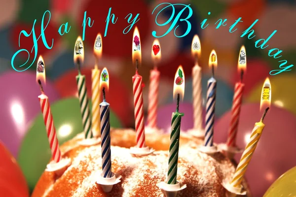 Buon compleanno - simboli - inglese - lettering Foto Stock