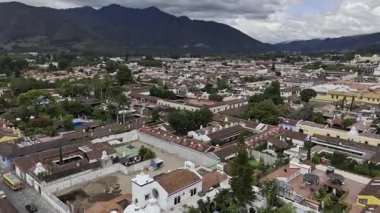 Antigua, Guatemala 'nın hava manzarası.
