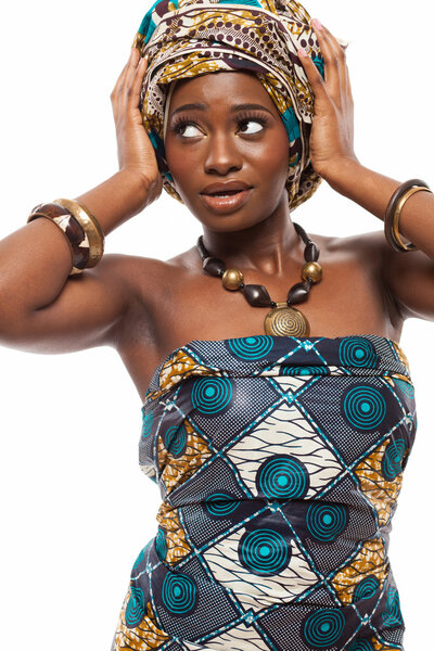 Young attractive African model in traditional dress.