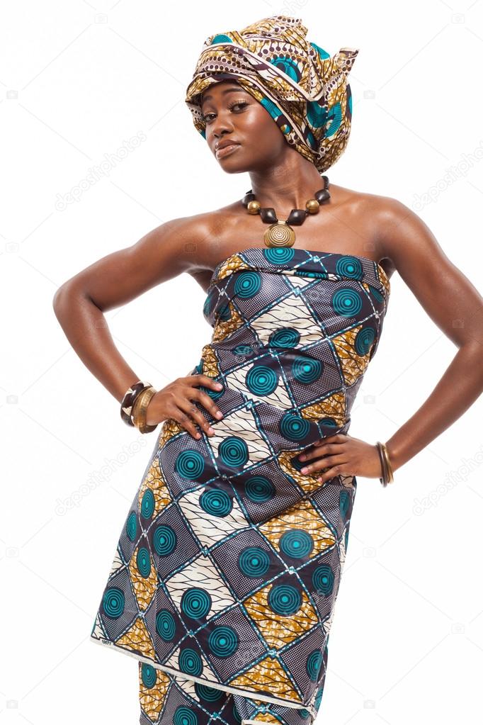 Attractive African model in traditional dress.