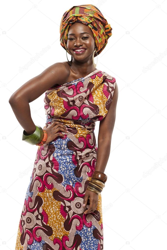 Beautiful African fashion model in traditional dress.