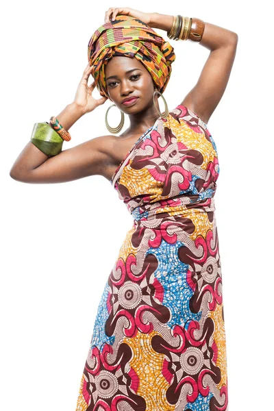 Afrika moda model beyaz arka plan üzerinde.