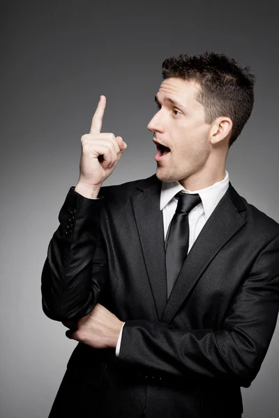 Handsome business man in white shirt and black suit. — Stock Photo, Image