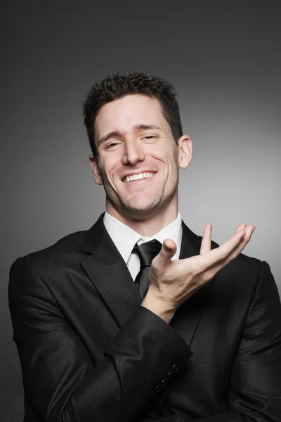 Handsome business man in white shirt and black suit. — Stock Photo, Image