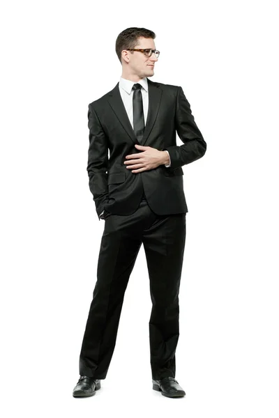 Бізнесмен у білій сорочці та чорному костюмі . — стокове фото