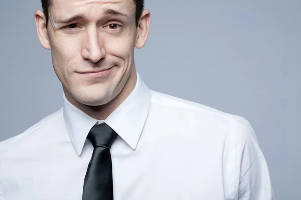 Businessman in white shirt expressing positivity. — Stock Photo, Image