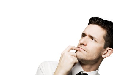 Bir problem çözme emin yakışıklı. İzole.