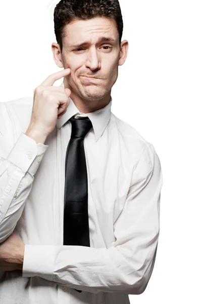 Handsome confident man solving a problem. Isolated. — Stock Photo, Image