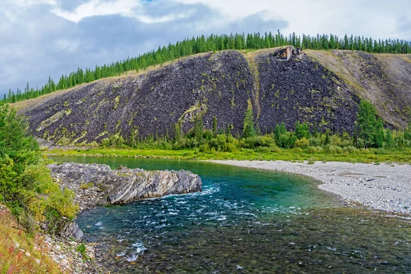 Klar Norra Flod Som Rinner Bland Klipporna Ett Skogsområde Sommardag — Stockfoto