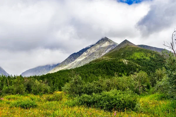 Paysage Avec Une Vallée Montagne Des Montagnes Rocheuses Dans Oural — Photo