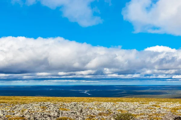 Bir Yaz Günü Subpolar Urallar Daki Kayalık Tundra Tayganın Görüntüsü — Stok fotoğraf