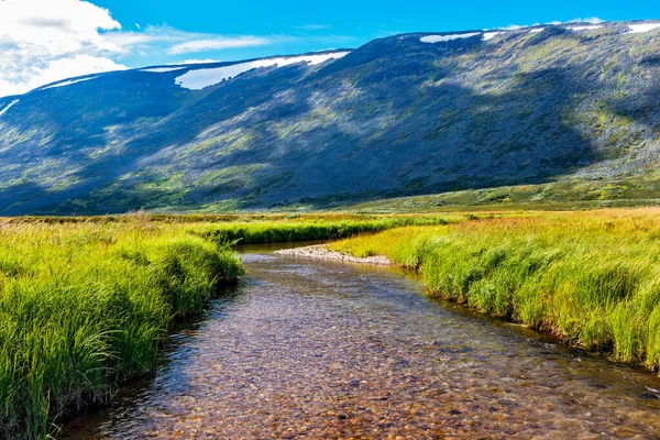 Cours Eau Pic Montagneux Dans Oural Subpolaire Par Une Journée — Photo