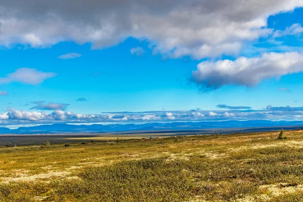 View Tundra Mountain Range Horizon Subpolar Urals Summer Day — Stock Photo, Image
