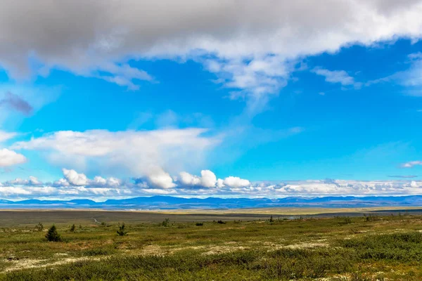 Bir Yaz Günü Urallar Ufuktaki Tundra Dağ Sırasının Görüntüsü — Stok fotoğraf