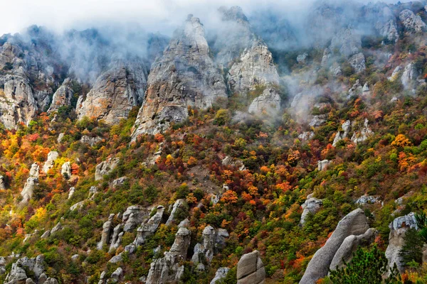 Paysage Vallée Des Fantômes Dans Les Montagnes Crimée Jour Automne — Photo