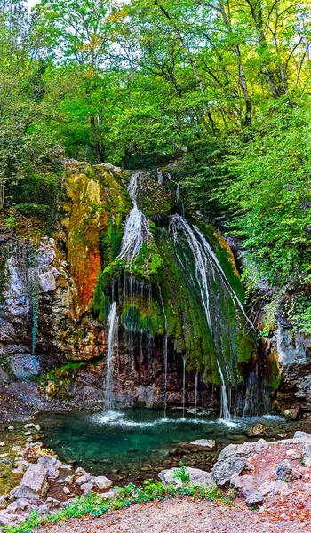 Beautiful Waterfall Djur Djur Forest Crimean Mountains — Stock Photo, Image