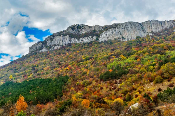 Kırım 'ın dağları ve ormanlarıyla dolu bir sonbahar günü manzarası