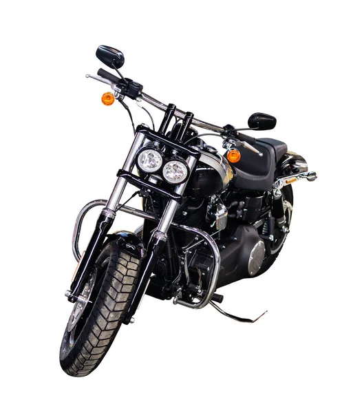Grande motocicleta preta poderosa isolado no branco — Fotografia de Stock