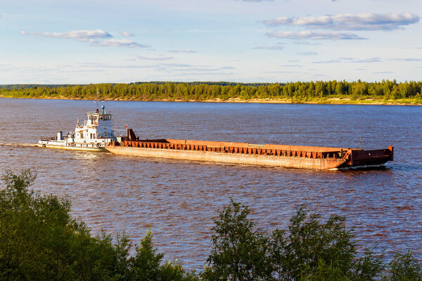 barge on river