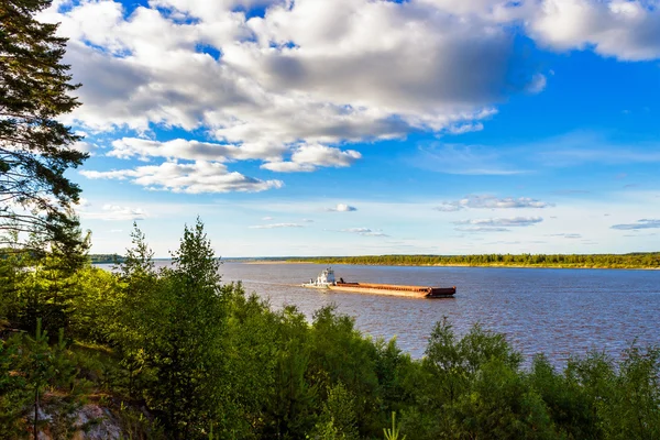 Barge on river — Stock Photo, Image