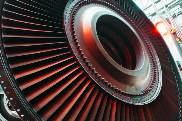 The blades of the gas turbine engine on the rotor disk. Structural elements