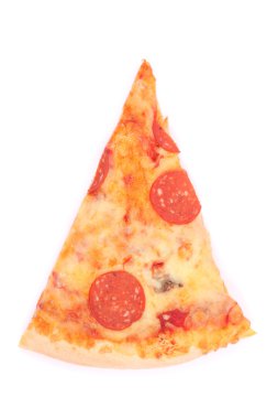 dilim pizza üzerinde beyaz izole