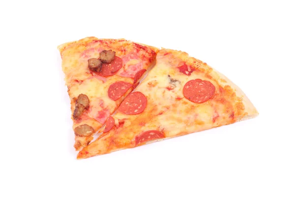 Rebanadas Pizza Aisladas Blanco — Foto de Stock