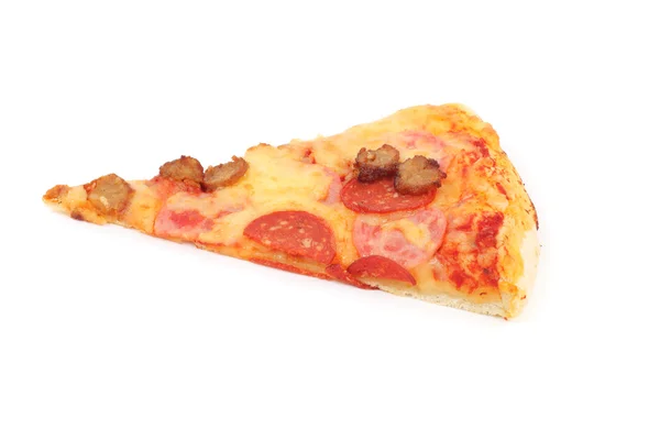 Plak Van Pizza Geïsoleerd Wit — Stockfoto