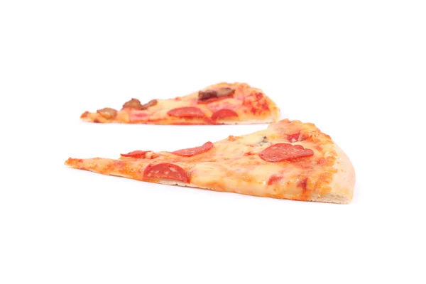 Ломтики Пиццы Изолированы Белом — стоковое фото